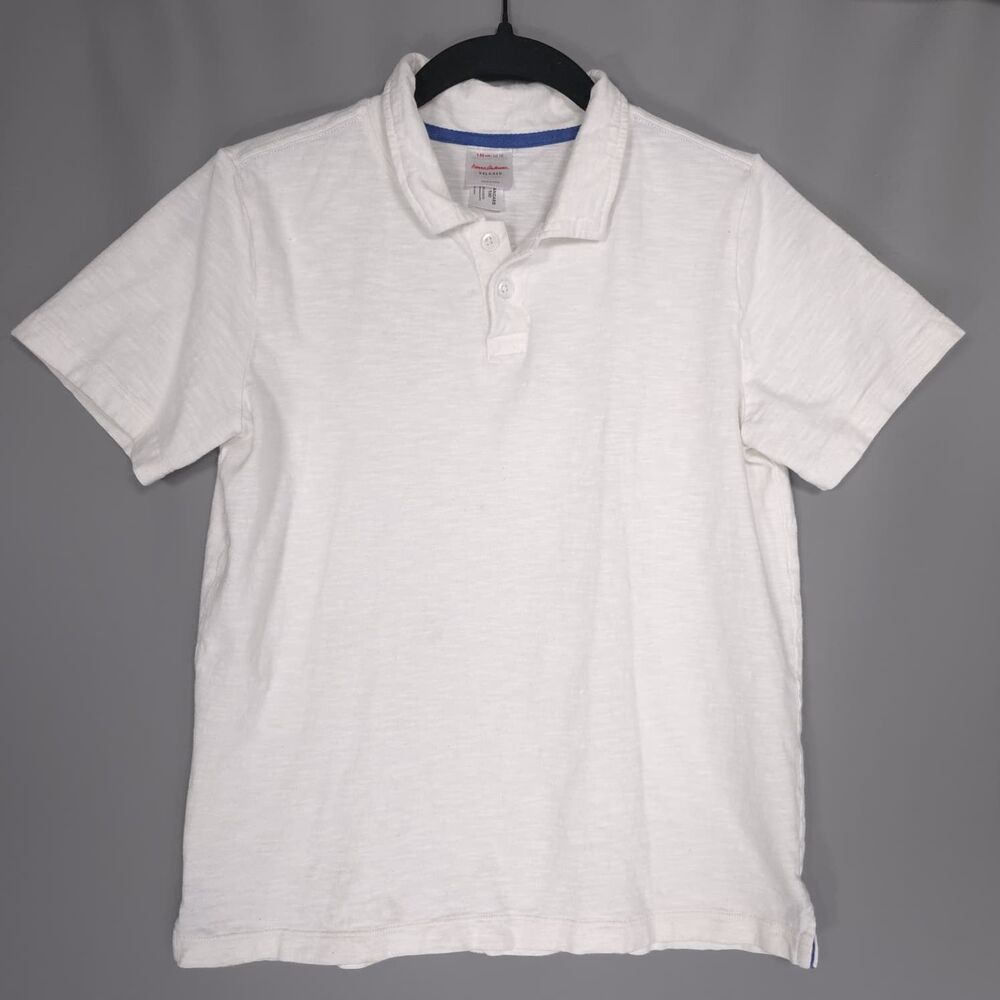 HANNA ANDERSSON Polo Shirt Kids 10 White Cotton Short Sleeve Casual